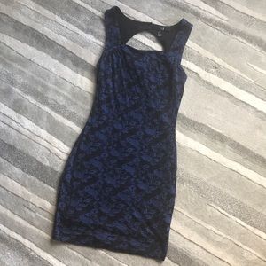 Black and Blue Floral Bodycon Dress